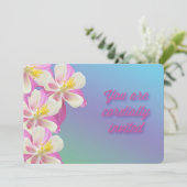 Columbine Bloem Roze & Wit Verjaardag Uitnodiging (Staand voorkant)