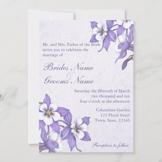 Columbine Bouquet 2 invitations de mariage (Devant)