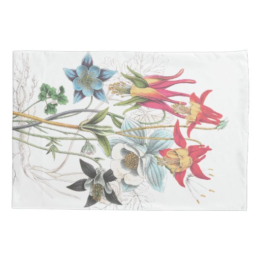  Columbine Flower Floral Bouquet Pillowcase Kussensloop (Achterkant)