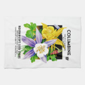 Columbine Flowers Seed Packet Label Theedoek (Horizontaal)