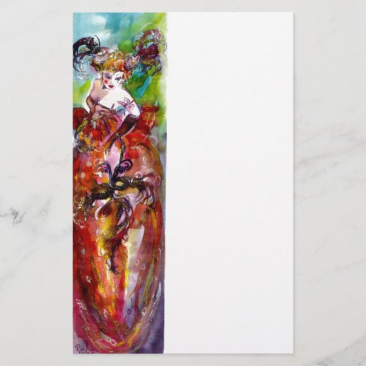 COLUMBINE, fuchsia blue green yellow Briefpapier (Voorkant)