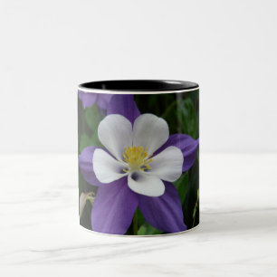 Columbine Paarse en witte ventilator Tweekleurige Koffiemok