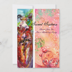 COLUMBINE ,Sweet 16 Masquerade Party,roze goud Kaart