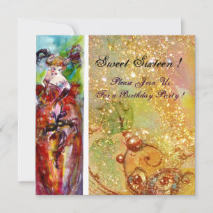COLUMBINE, Sweet Sixteen Masquerade Party, geel Kaart