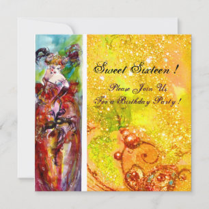 COLUMBINE, Sweet Sixteen Masquerade Party, geel Kaart