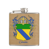 Columbo Heraldisch Schild met Mantel en Helm Heupfles (Voorkant)