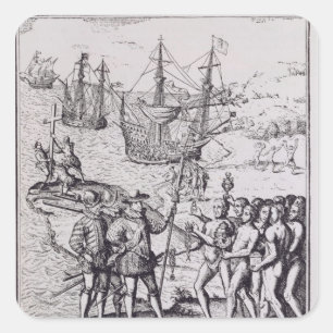 Columbus at Hispaniola 2 Vierkante Sticker