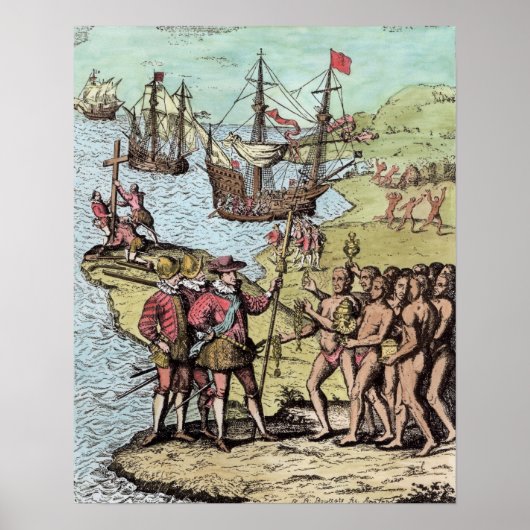 Columbus bij Hispaniola Poster (Voorkant)