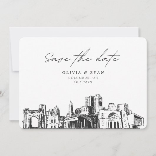 Columbus Bruiloft Modern Save the Date Kaart (Voorkant)