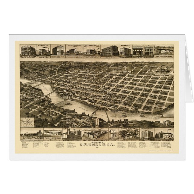 Columbus, carte panoramique de GA - 1886 (Devant horizontal)