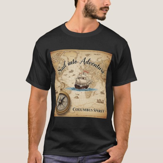 Columbus Day Adventure Map T-shirt Vintage (Devant)