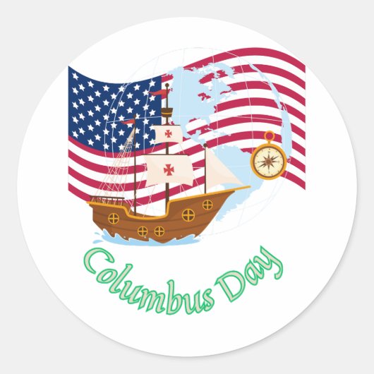 Columbus Day Ronde Sticker (Voorkant)