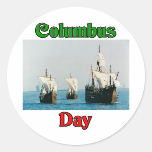 Columbus Day Ships Ronde Sticker
