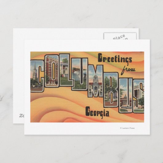 Columbus, Georgia - grote letterscènes Briefkaart (Voorkant / Achterkant)