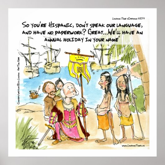 Columbus Immigreert naar Amerika Funny Poster (Voorkant)