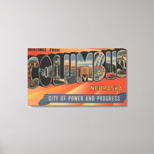 Columbus, Nebraska - grote letterscènes Canvas Afdruk