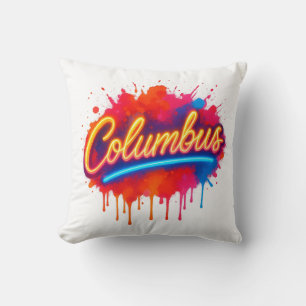 Columbus Neon Street Art Splash Kussen