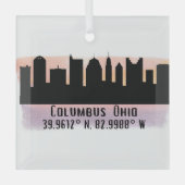 Columbus OH City Skyline Ornement en verre (Recto)