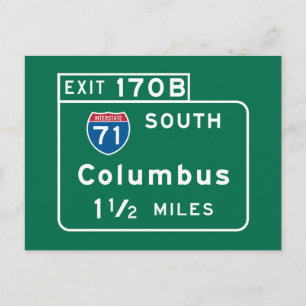 Columbus, OH Road Sign Briefkaart