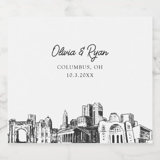 Columbus Ohio Bruiloft Champagne Label Sparkling Wijnetiket (Enkel label)