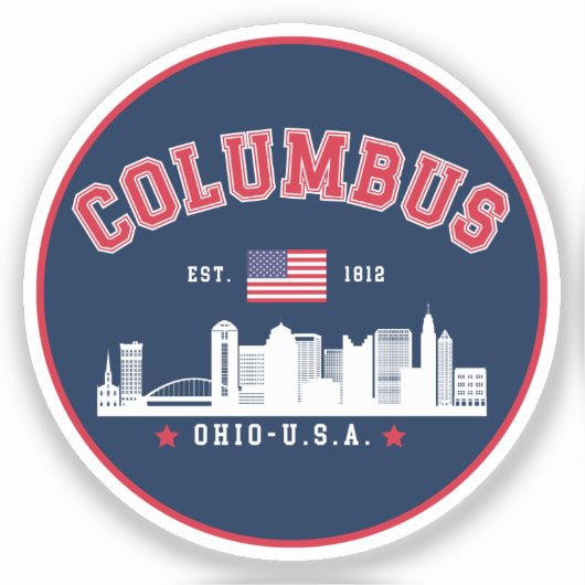 Columbus Ohio Cityscape Design Sticker (Voorkant)