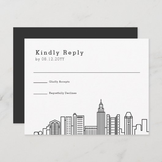 Columbus Ohio Mariage | Stylisé City Skyline RSVP (Devant / Derrière)