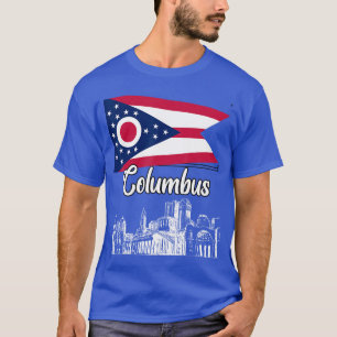 Columbus Ohio OH Souvenir Skyline Vlagontwerp frie T-shirt