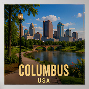 Columbus Ohio Riverfront Reis Cadeau Poster