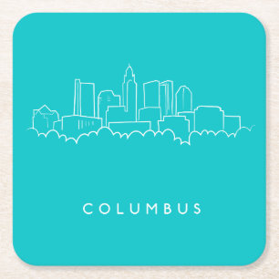 Columbus, Ohio Skyline Vierkante Kartonnen Onderzetter