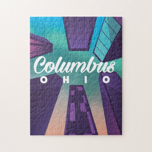 Columbus Ohio skyscraper reisposter print. Legpuzzel (Verticaal)