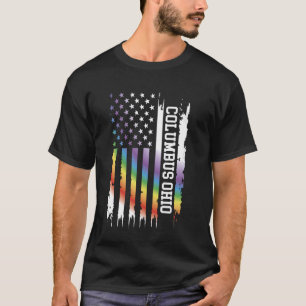 Columbus Ohio Verenigde Staten Distressed Rainbow T-shirt