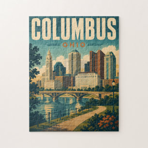 Columbus Ohio Vintage Skyline Puzzel