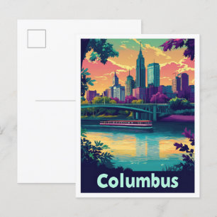 Columbus Ohio Vintage Travel Illustratie Briefkaart