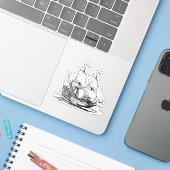 Columbus-schip Sticker (Laptop met iPhone)