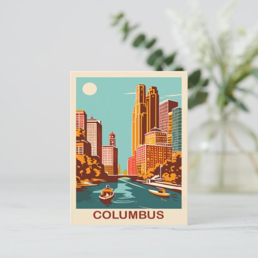 Columbus, Scioto River, Ohio, Reizen Briefkaart (Staand voorkant)