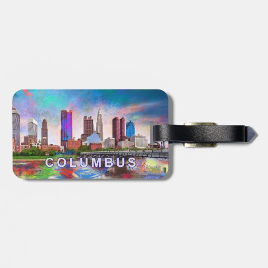 Columbus Skyline Abstracte kunst Bagagelabel (Achterkant horizontaal)