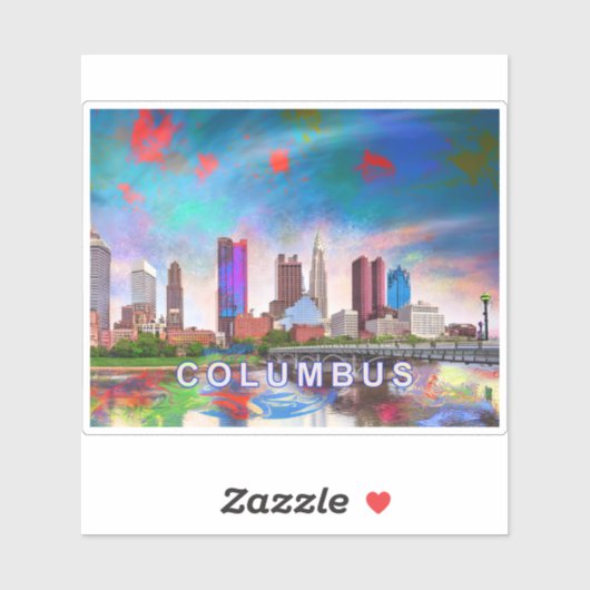 Columbus Skyline Abstracte kunst Sticker (Vel)