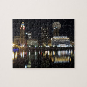 Columbus Skyline met de maan Legpuzzel