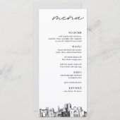 Columbus Skyline Modern Mariage Dinner Menu (Devant / Derrière)