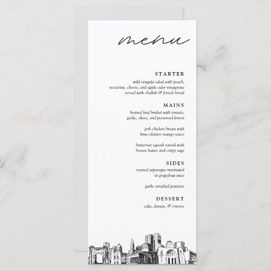 Columbus Skyline Modern Mariage Dinner Menu (Devant / Derrière)