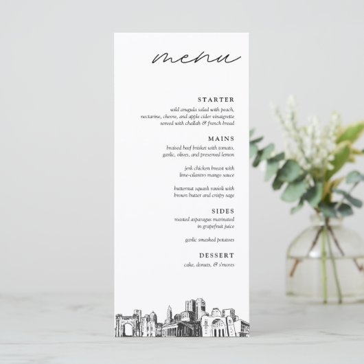 Columbus Skyline Modern Mariage Dinner Menu (Debout devant)