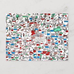 Columbus Springfield Newark retro 60s cartoon map Briefkaart