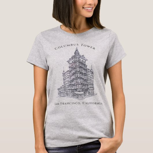 Columbus Tower Drawing | San Francisco, CA T-Shirt (Voorkant)