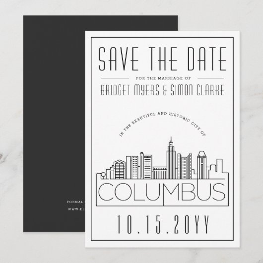 Columbus Trouw Decor Stijl Silhouet Save the Date Kaart (Voorkant / Achterkant)