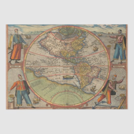 Columbus Vespucci Magellan Pizzaro Tissue Paper Tissuepapier (Voorkant)