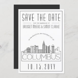 Columbus Wedding Deco Style Skyline Save the Date Kaart