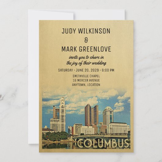 Columbus Wedding Invitation Ohio Kaart (Voorkant)