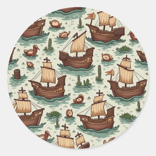 Columbusdag Ronde Sticker (Voorkant)