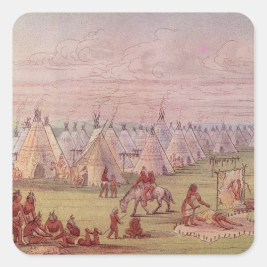 Comanchee Village Vierkante Sticker (Voorkant)