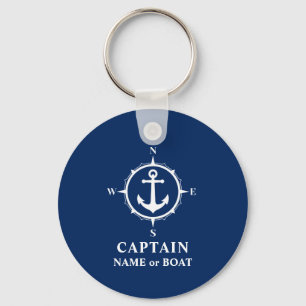 Comass Anchor Captain Name Boat Photo Back Navy Sleutelhanger